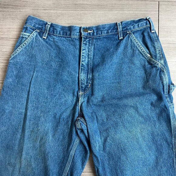 Y2K Carhartt Dungaree Relaxed Fit Jeans Wide Leg Medium Wash USA Size 36X30 - Picture 2 of 6
